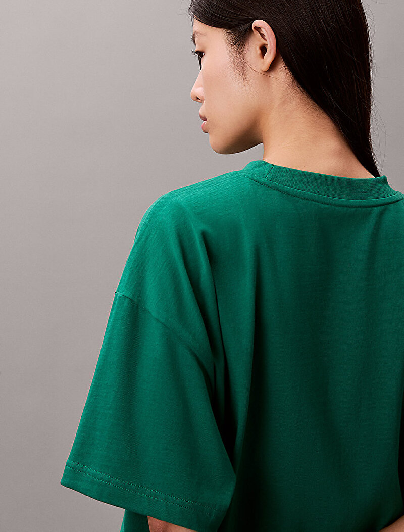 Calvin Klein Yeşil Renkli Kadın Cropped Boxy Heritage T-shirt