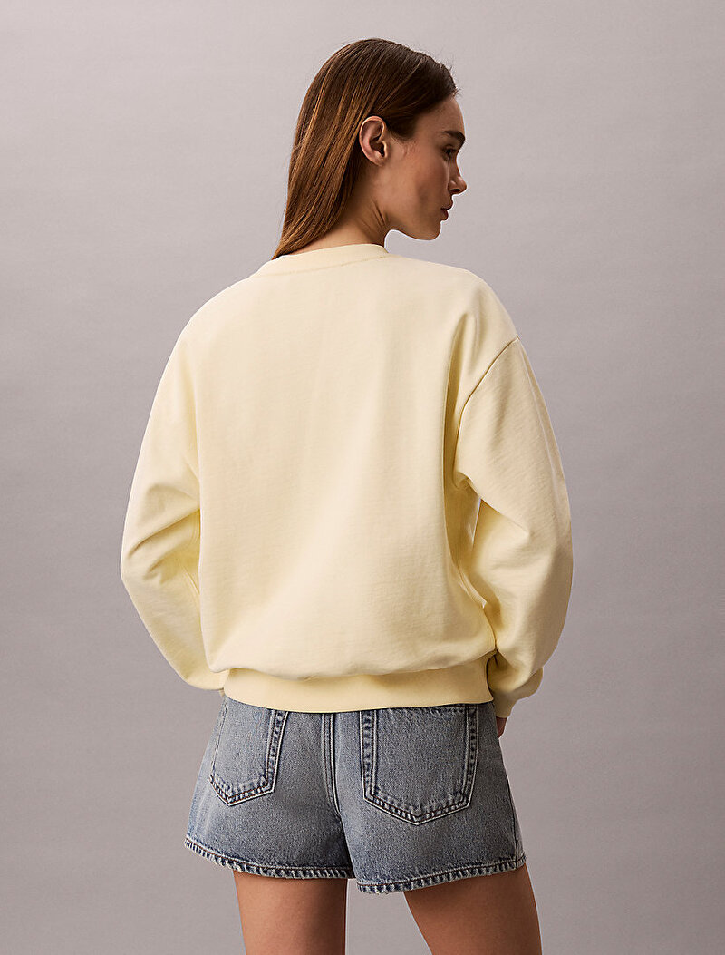 Calvin Klein Sarı Renkli Kadın Logo Graphic Crewneck Sweatshirt