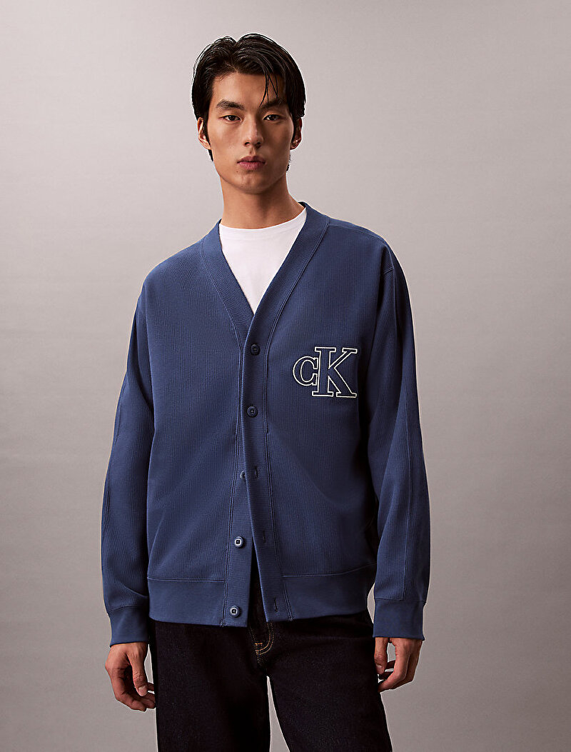 Calvin Klein Lacivert Renkli Erkek Knit Rib Sweatshirt