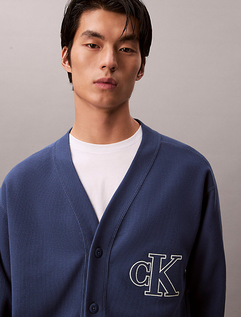 Calvin Klein Lacivert Renkli Erkek Knit Rib Sweatshirt