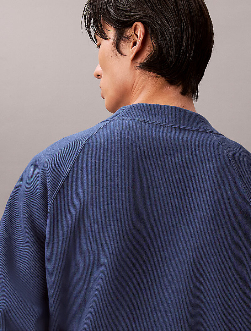 Calvin Klein Lacivert Renkli Erkek Knit Rib Sweatshirt