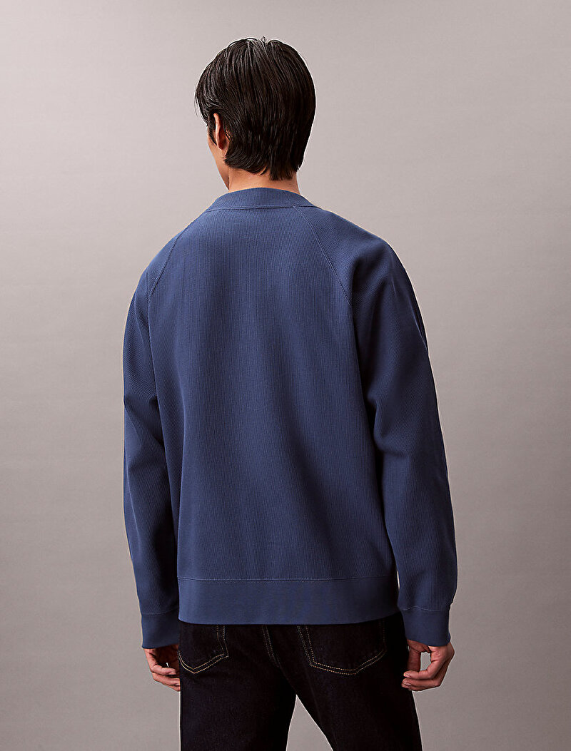 Calvin Klein Lacivert Renkli Erkek Knit Rib Sweatshirt