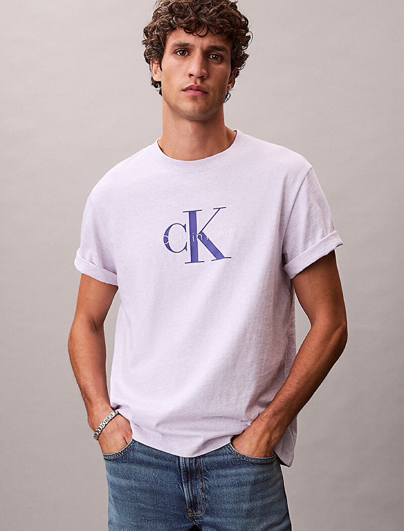 Calvin Klein Mor Renkli Erkek Hero Monologo T-shirt
