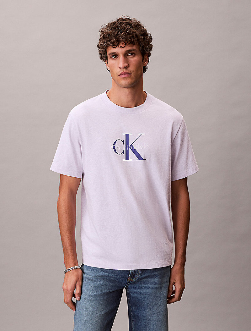 Calvin Klein Mor Renkli Erkek Hero Monologo T-shirt