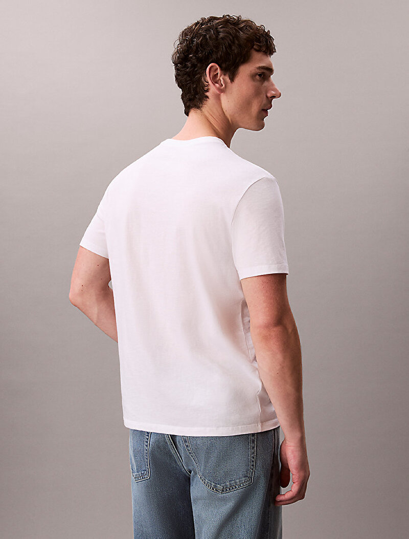 Calvin Klein Beyaz Renkli Erkek 30s Micro Monologo T-shirt