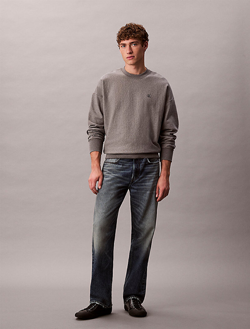 Calvin Klein Gri Renkli Erkek Premium Terry Monogram Sweatshirt