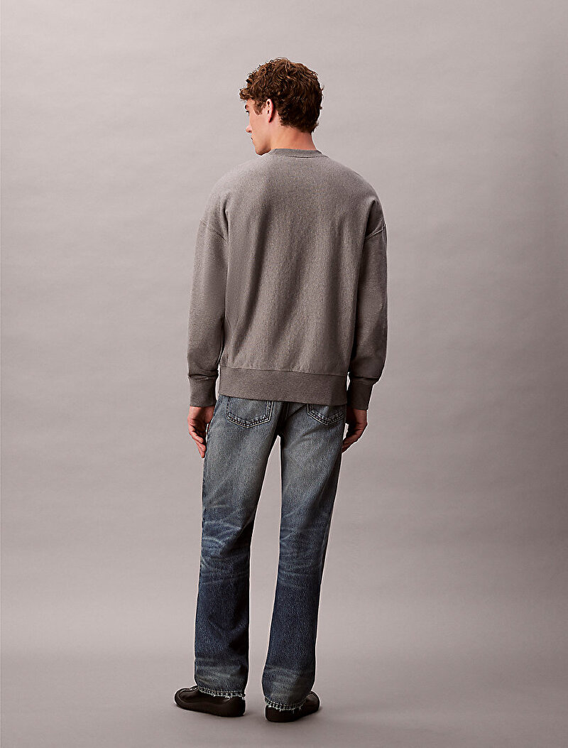 Calvin Klein Gri Renkli Erkek Premium Terry Monogram Sweatshirt