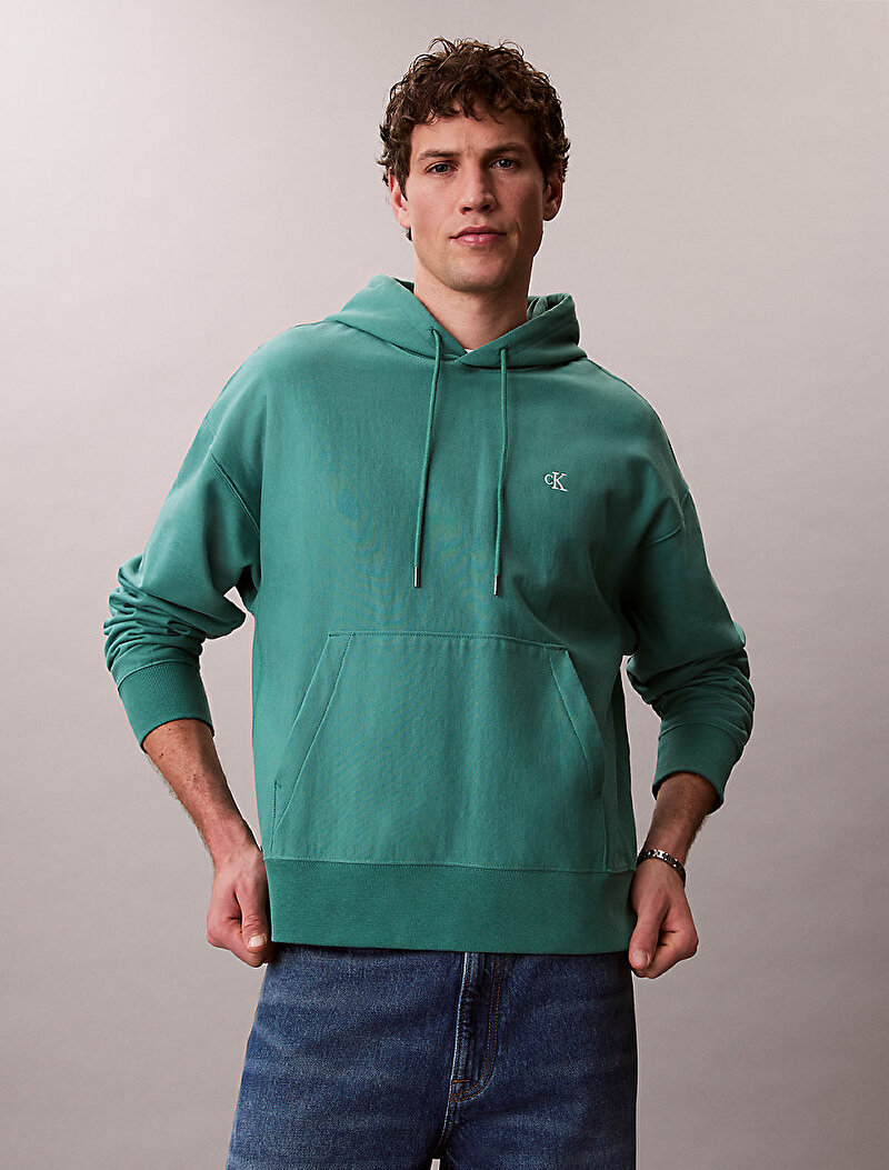 Calvin Klein Yeşil Renkli Erkek Premium Terry Monogram Sweatshirt