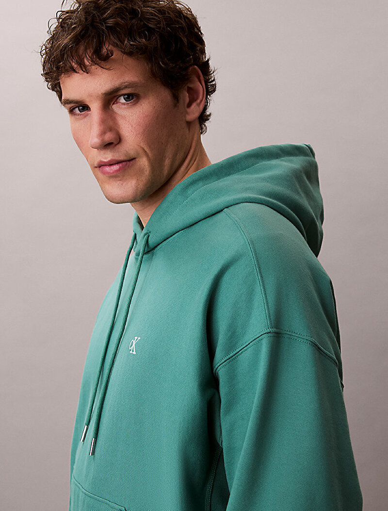 Calvin Klein Yeşil Renkli Erkek Premium Terry Monogram Sweatshirt