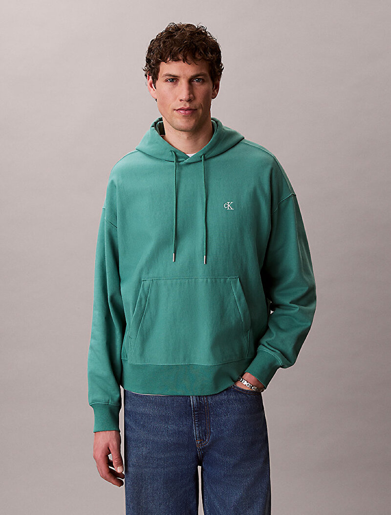 Calvin Klein Yeşil Renkli Erkek Premium Terry Monogram Sweatshirt