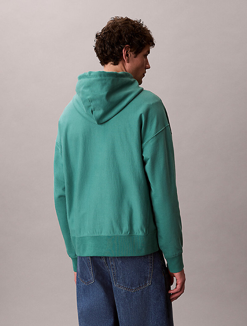 Calvin Klein Yeşil Renkli Erkek Premium Terry Monogram Sweatshirt