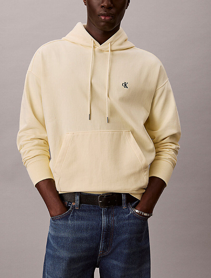 Calvin Klein Sarı Renkli Erkek Premium Terry Monogram Sweatshirt