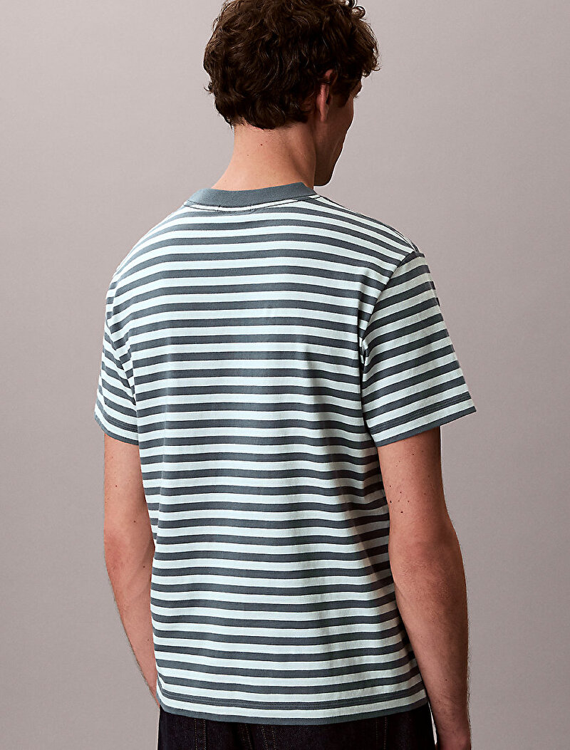 Calvin Klein Gri Renkli Erkek 20s Stripe Jersey T-shirt