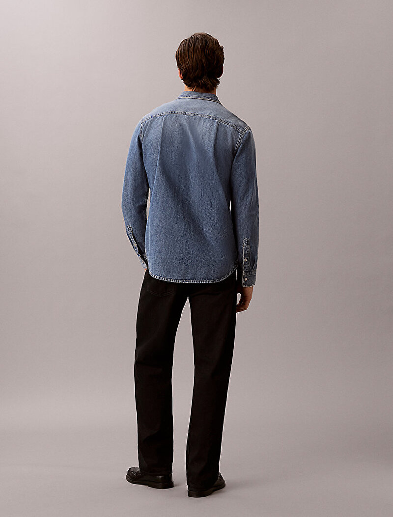 Calvin Klein Mavi Renkli Erkek CK Vintage Indigo Casual Gömlek