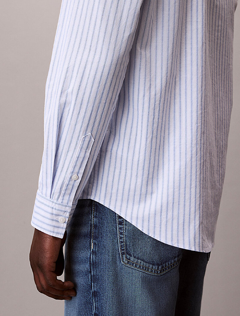 Calvin Klein Mavi Renkli Erkek Stripe Oxford Gömlek