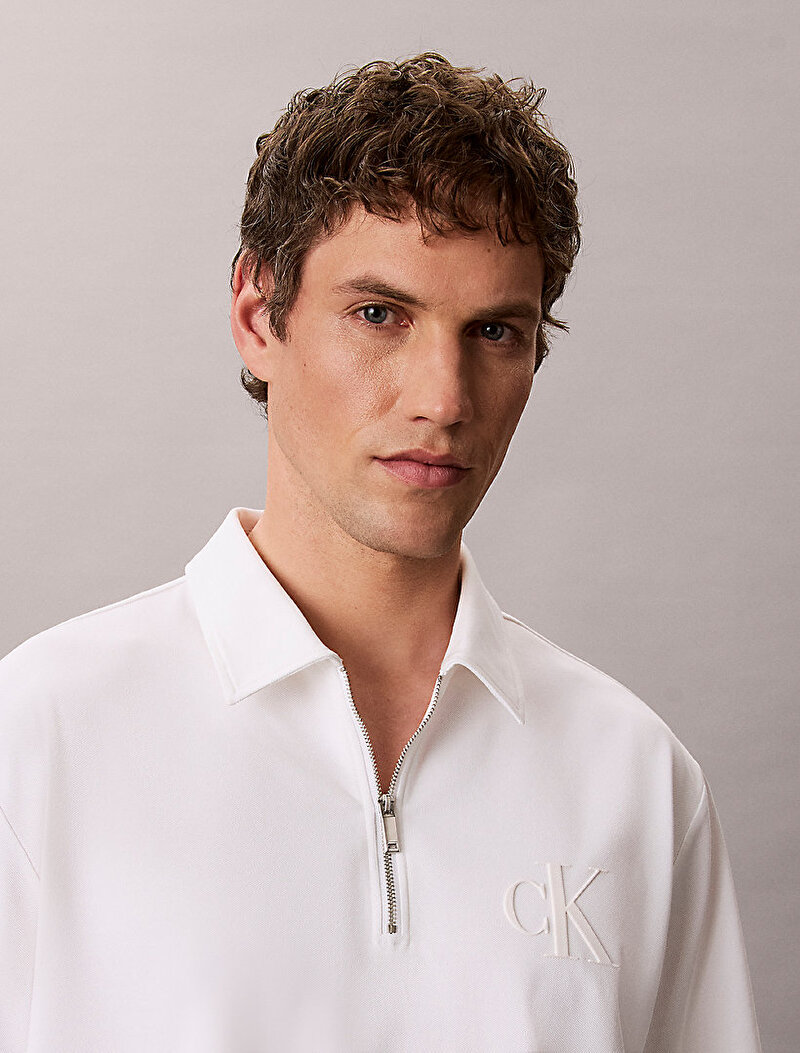 Calvin Klein Beyaz Renkli Erkek Cooling Pique Polo T-shirt
