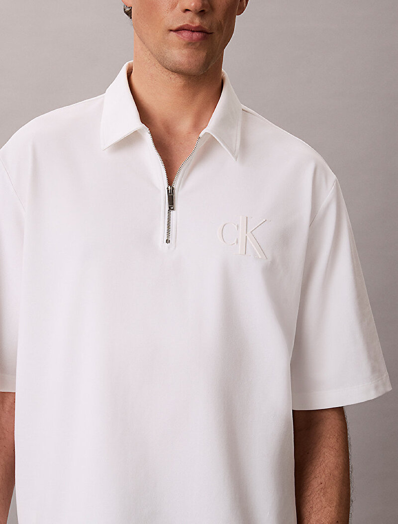 Calvin Klein Beyaz Renkli Erkek Cooling Pique Polo T-shirt