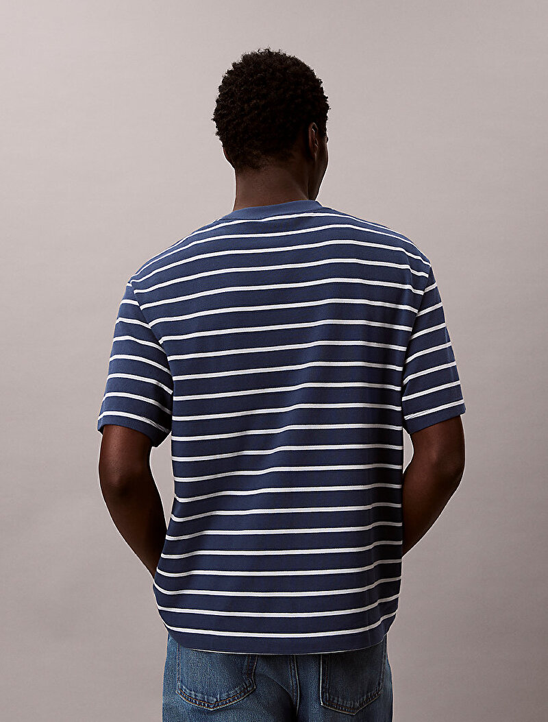 Calvin Klein Lacivert Renkli Erkek Stripe Casual T-shirt