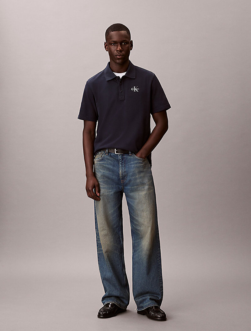 Calvin Klein Lacivert Renkli Erkek Monologo Casual Polo T-shirt