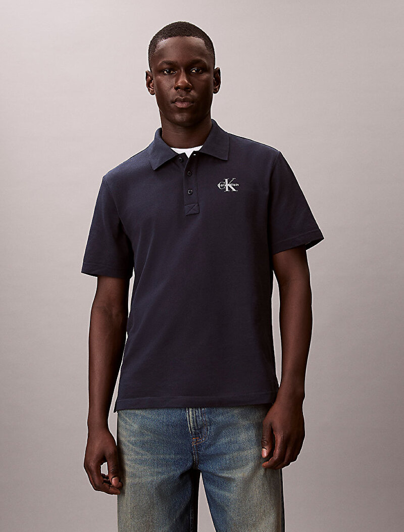 Calvin Klein Lacivert Renkli Erkek Monologo Casual Polo T-shirt
