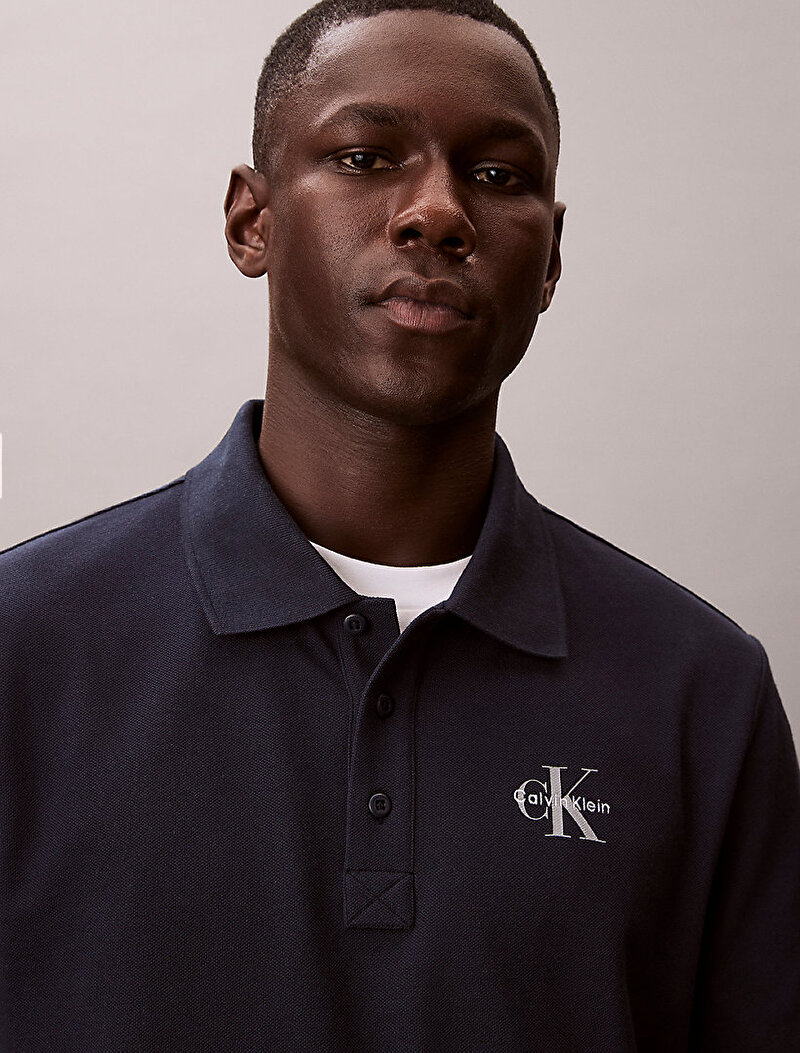 Calvin Klein Lacivert Renkli Erkek Monologo Casual Polo T-shirt
