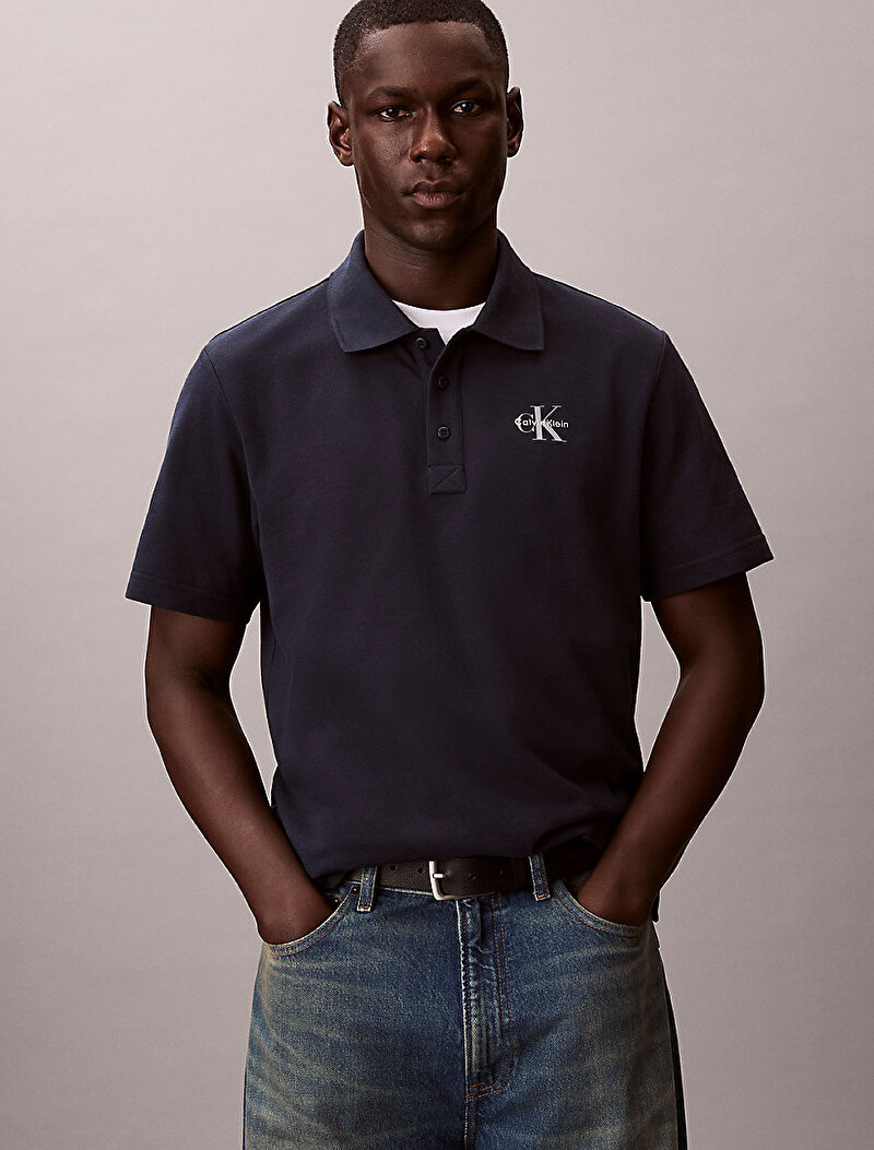Calvin Klein Lacivert Renkli Erkek Monologo Casual Polo T-shirt