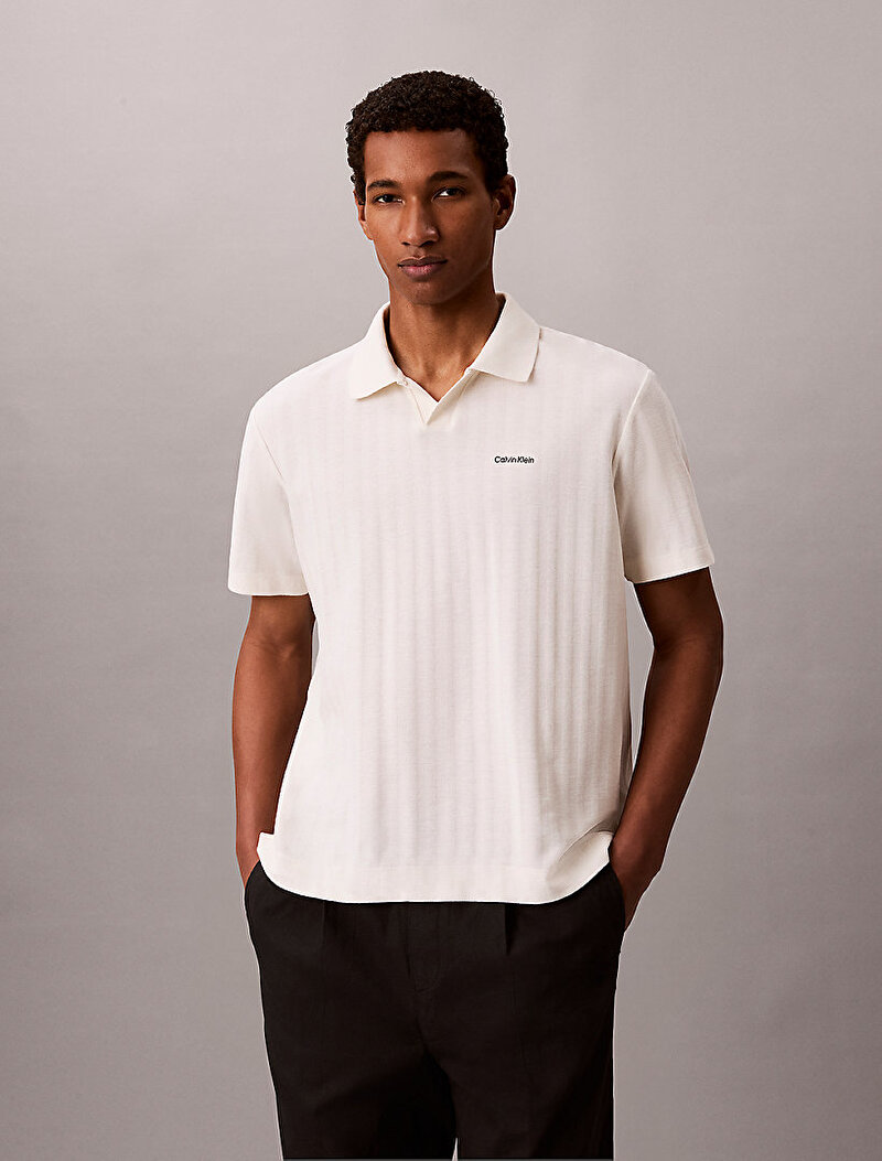 Calvin Klein Beyaz Renkli Erkek Easy Vertical Polo T-shirt