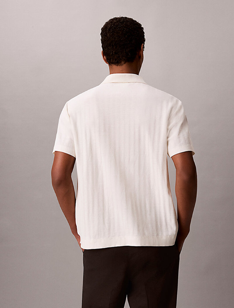 Calvin Klein Beyaz Renkli Erkek Easy Vertical Polo T-shirt