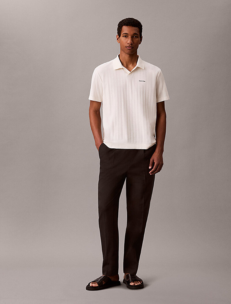 Calvin Klein Beyaz Renkli Erkek Easy Vertical Polo T-shirt
