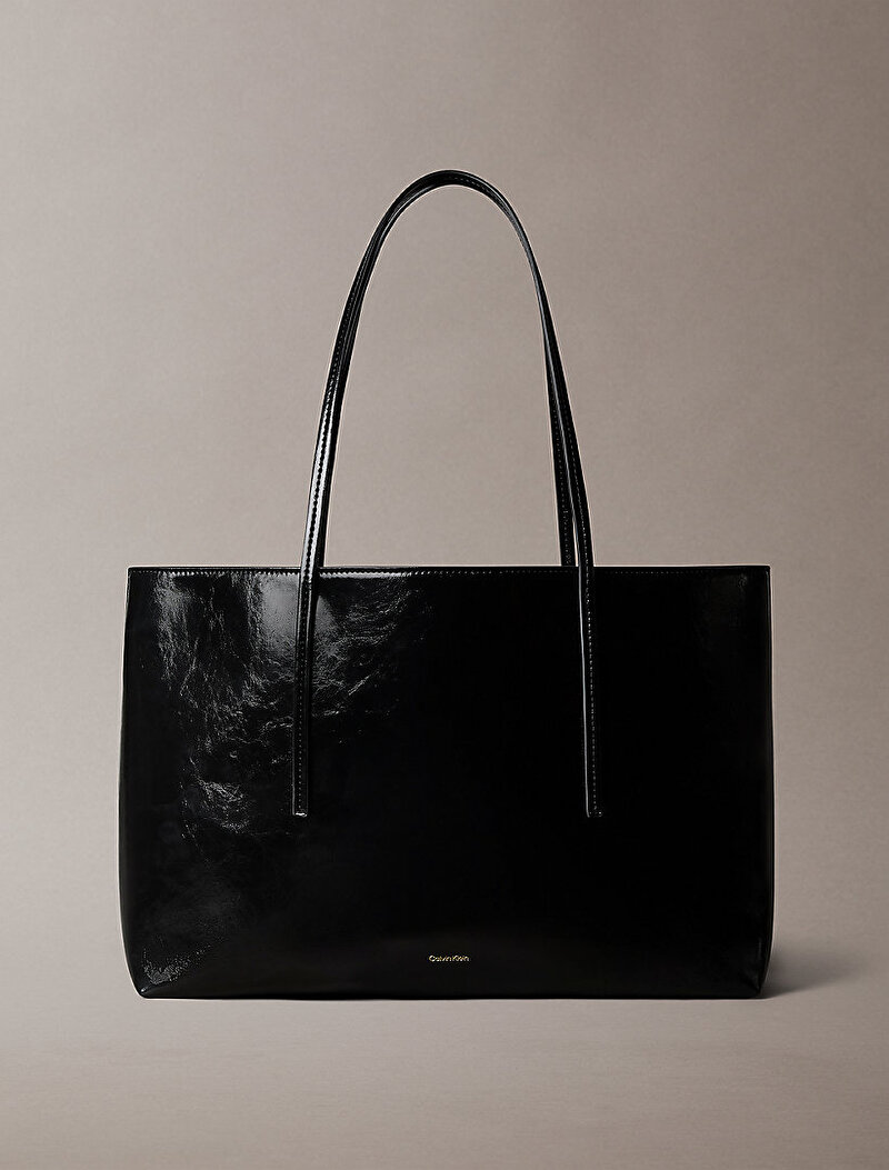 Calvin Klein Siyah Renkli Kadın Foil Logo Glossy Tote Çanta