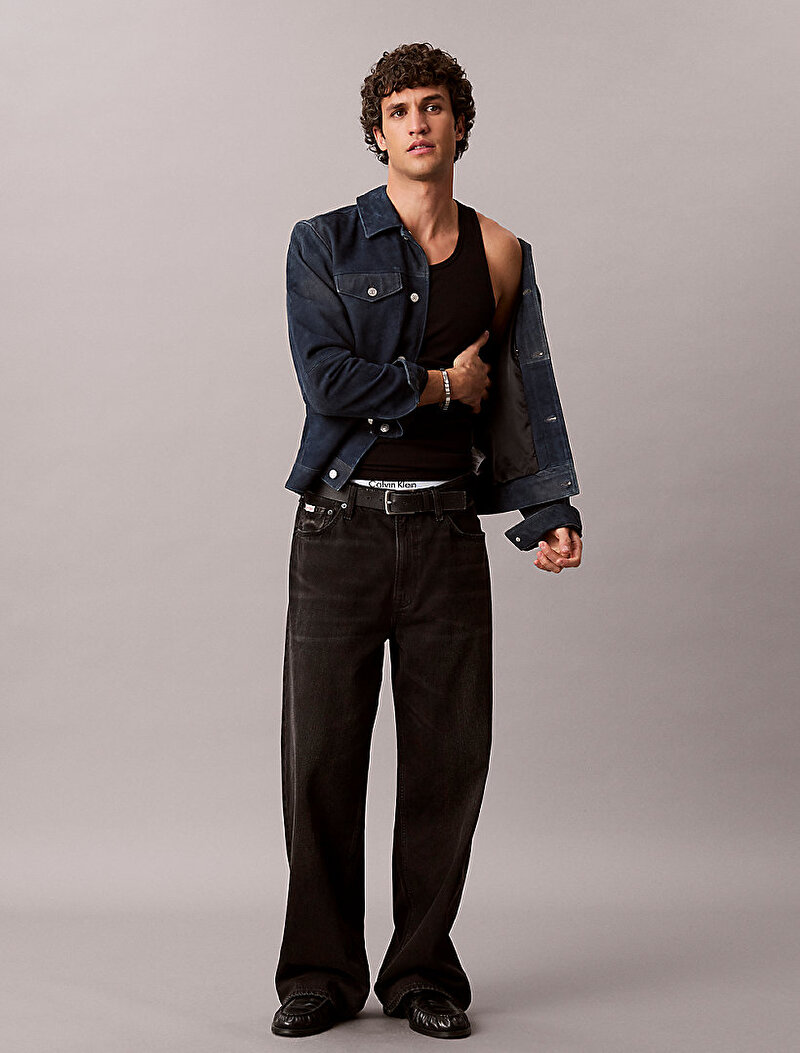 Calvin Klein Mavi Renkli Erkek Suede 90s Trucker Denim Ceket