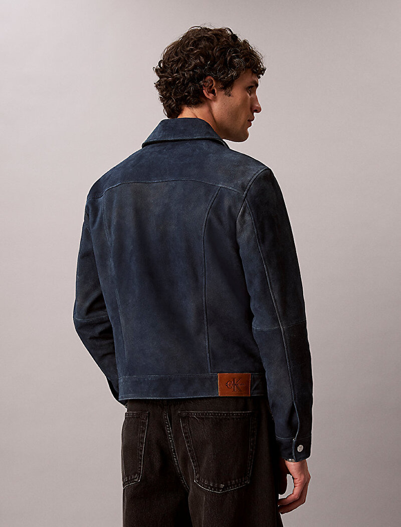 Calvin Klein Mavi Renkli Erkek Suede 90s Trucker Denim Ceket