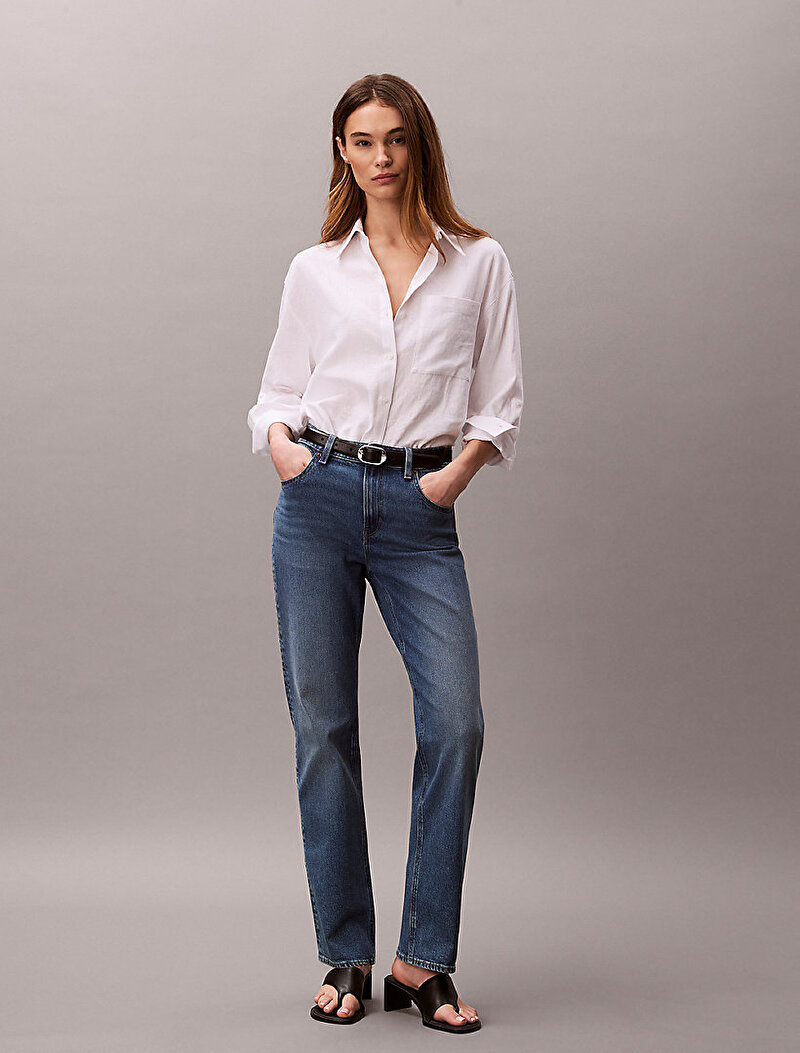 Kadın High Rise Straight Jean Pantolon