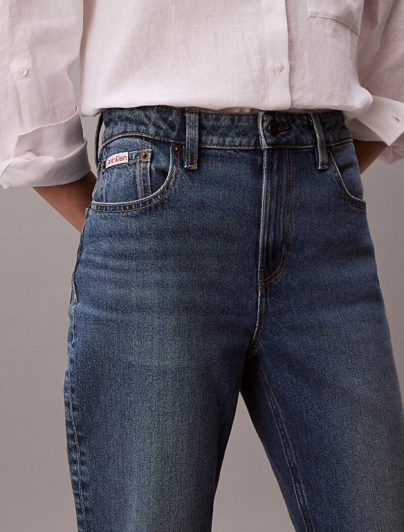 Calvin Klein Mavi Renkli Kadın High Rise Straight Jean Pantolon