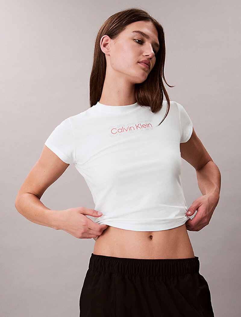 Calvin Klein Beyaz Renkli Kadın Baby T-shirt