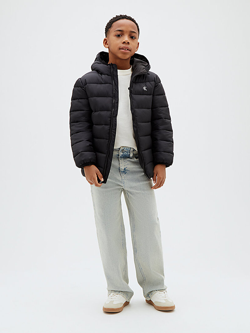 Calvin Klein Siyah Renkli Erkek Çocuk CK Monogram Light Puffer Mont