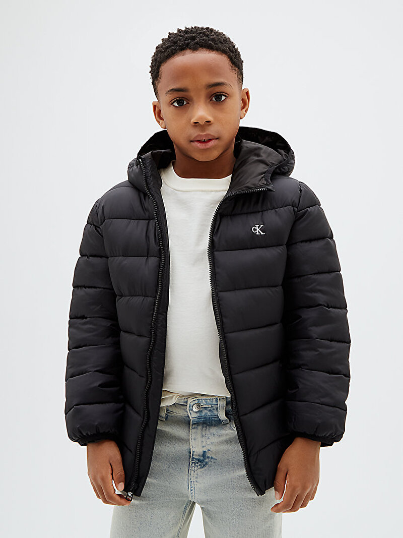 Calvin Klein Siyah Renkli Erkek Çocuk CK Monogram Light Puffer Mont