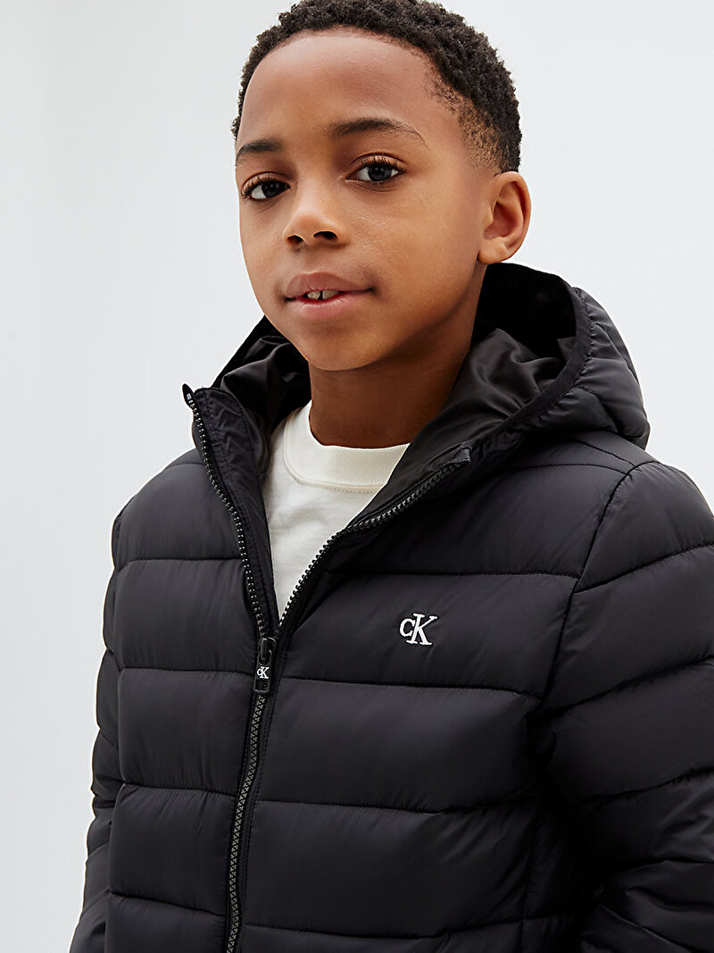 Calvin Klein Siyah Renkli Erkek Çocuk CK Monogram Light Puffer Mont