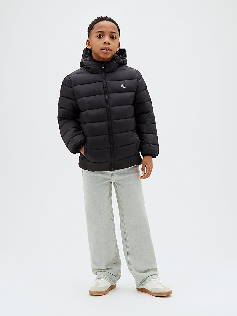 Calvin Klein Siyah Renkli Erkek Çocuk CK Monogram Light Puffer Mont