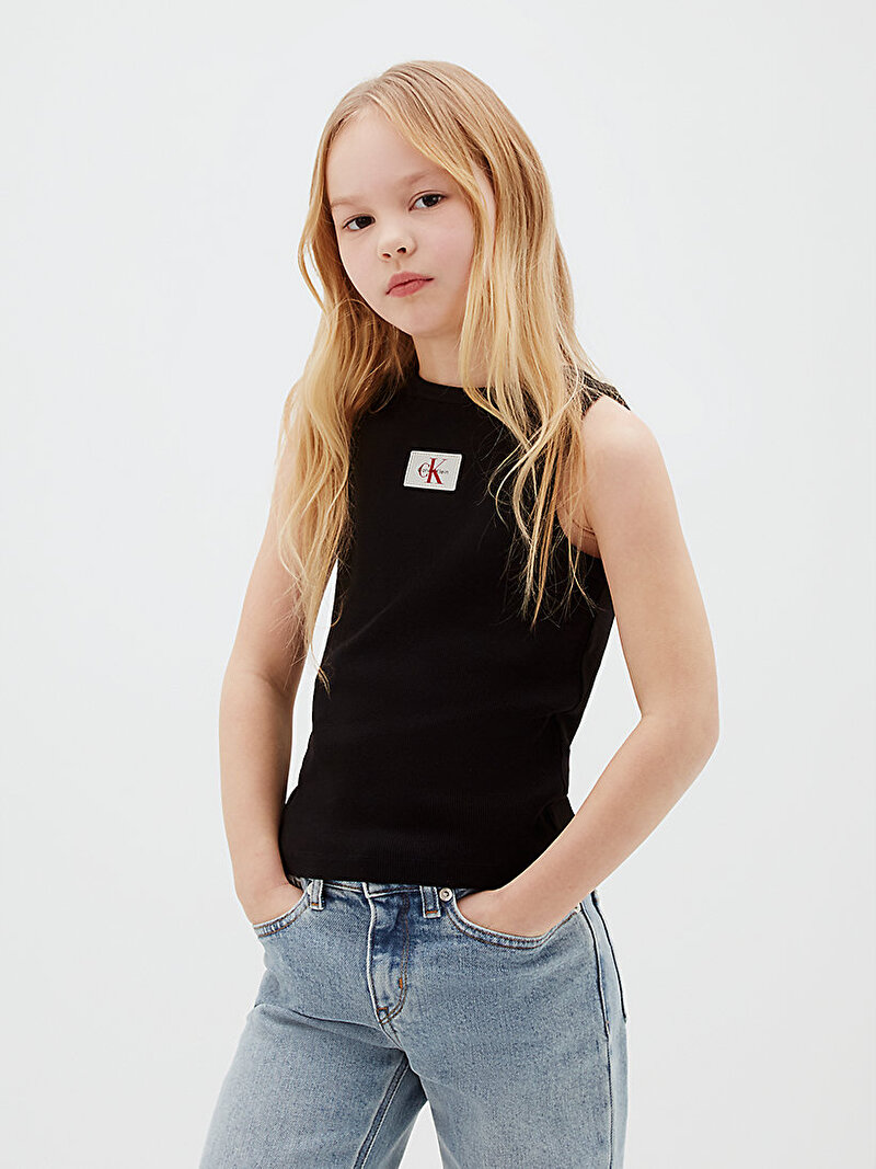 Calvin Klein Siyah Renkli Kız Çocuk Mini Me Rib Tank Top