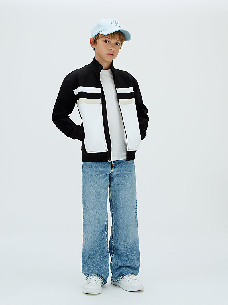 Calvin Klein Siyah Renkli Erkek Çocuk Colorblock Relaxed Sweatshirt
