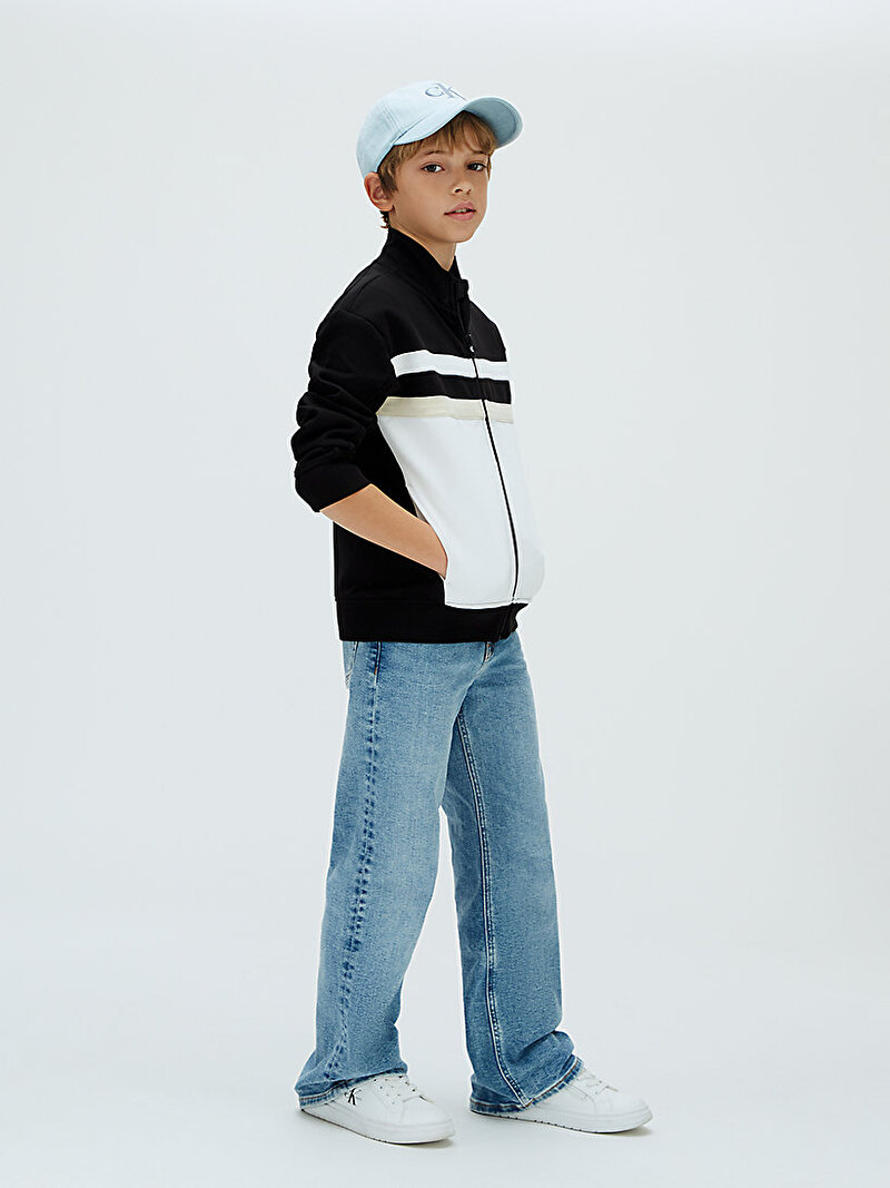 Calvin Klein Siyah Renkli Erkek Çocuk Colorblock Relaxed Sweatshirt