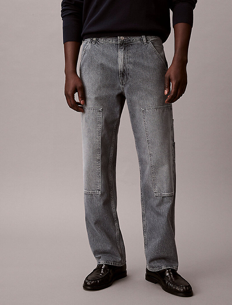 Calvin Klein Gri Renkli Erkek Vintage Chrome Carpe Jean Pantolon