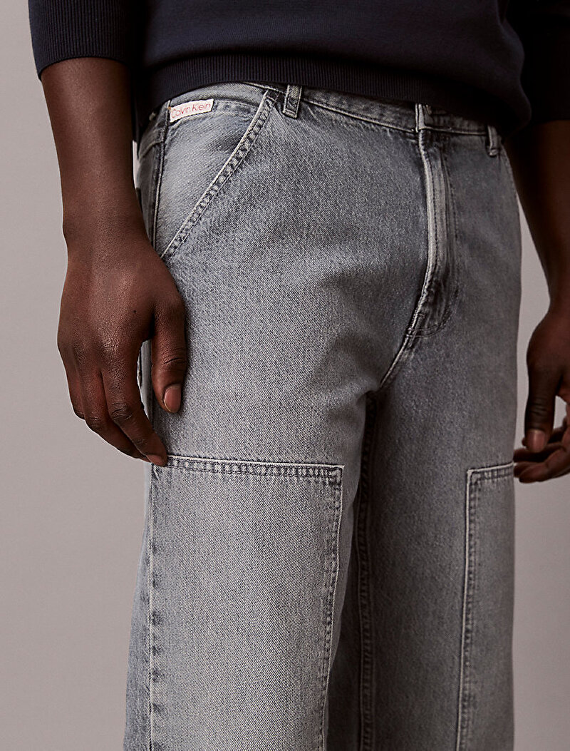 Calvin Klein Gri Renkli Erkek Vintage Chrome Carpe Jean Pantolon