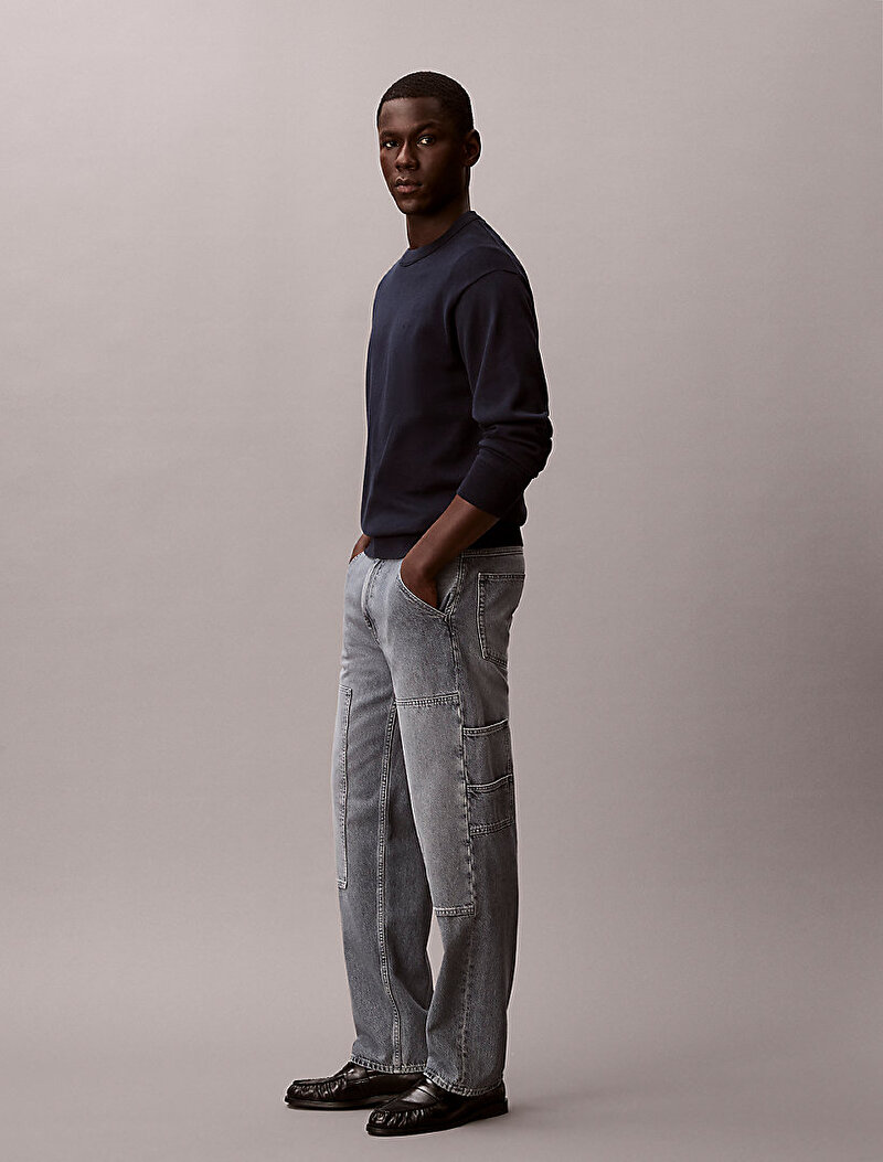 Calvin Klein Gri Renkli Erkek Vintage Chrome Carpe Jean Pantolon