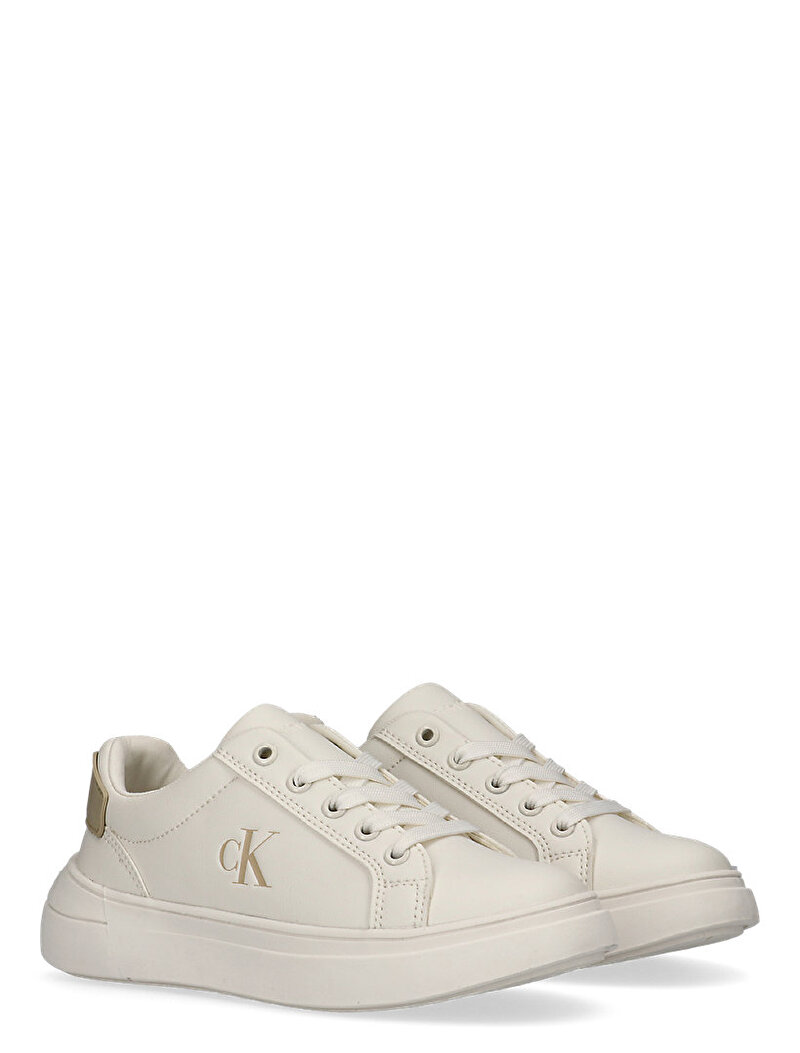 Calvin Klein Bej Renkli Çocuk Unisex Low Cut Laceup Sneaker