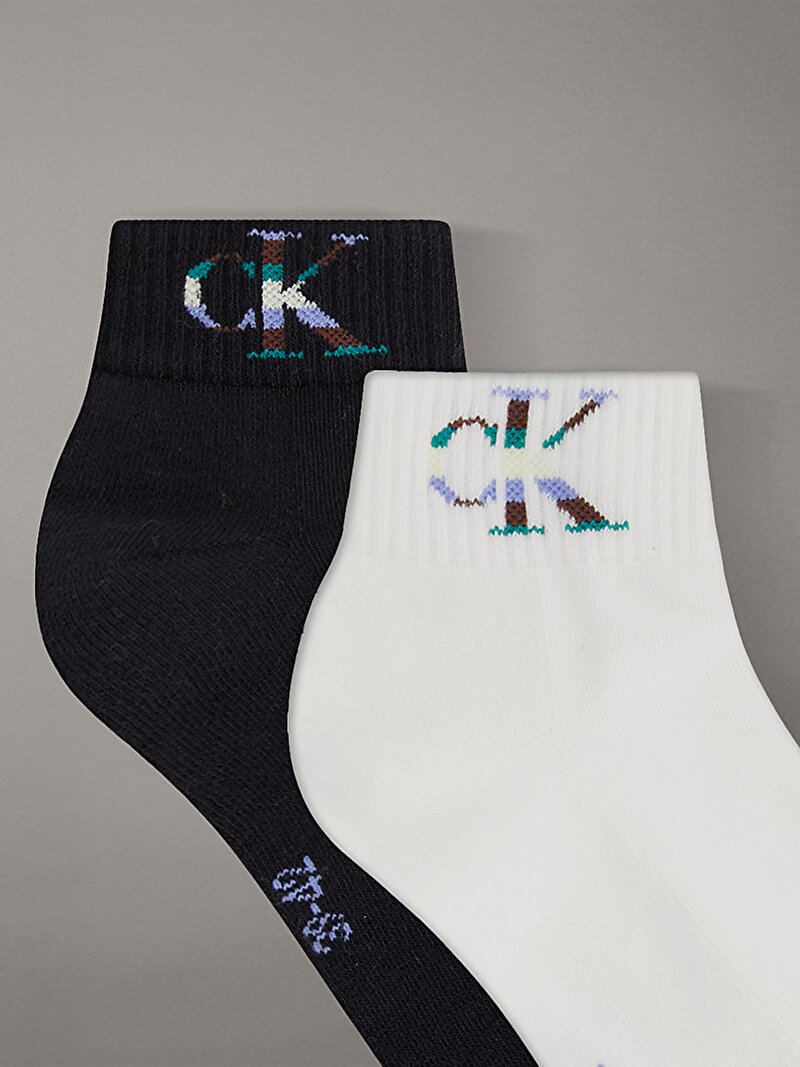 Calvin Klein Çok renkli Renkli Erkek CKJ 2'li Paket Quarter Çorap