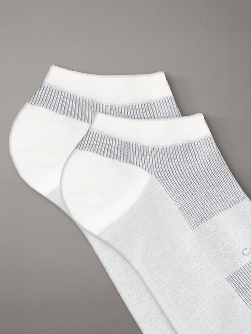 Calvin Klein Beyaz Renkli Erkek CK 2'li Paket Sneaker Çorabı