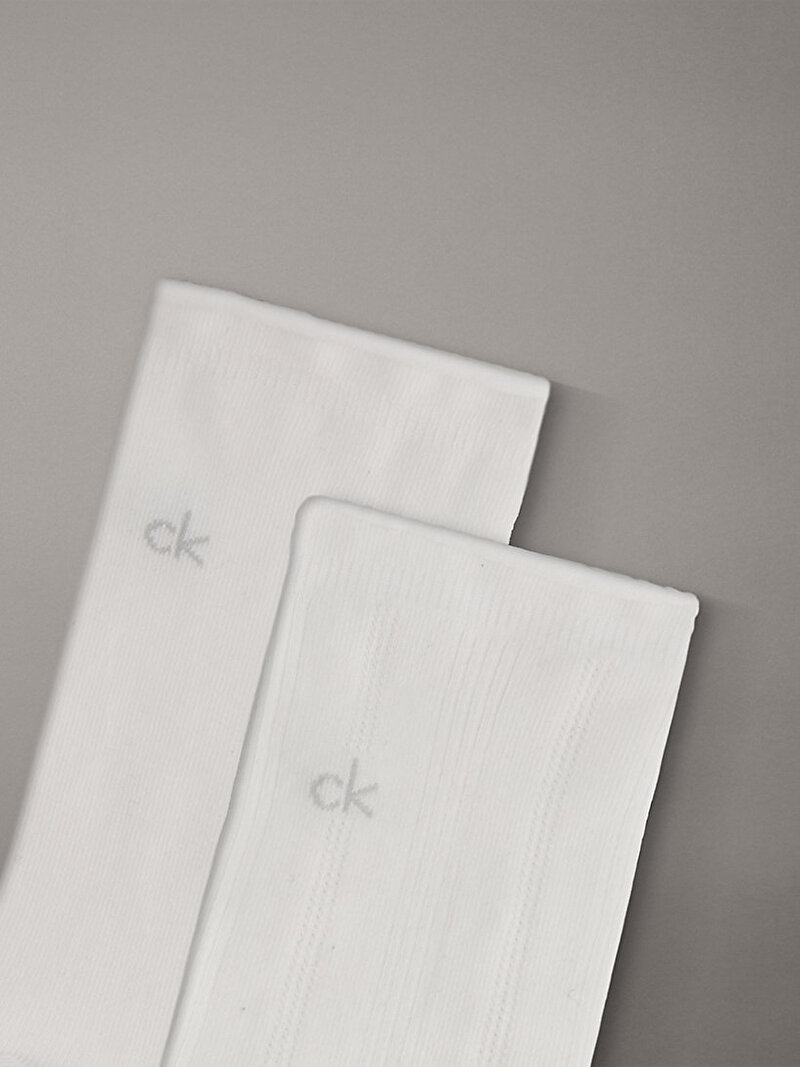 Calvin Klein Beyaz Renkli Kadın CK 2'li Paket Çorap