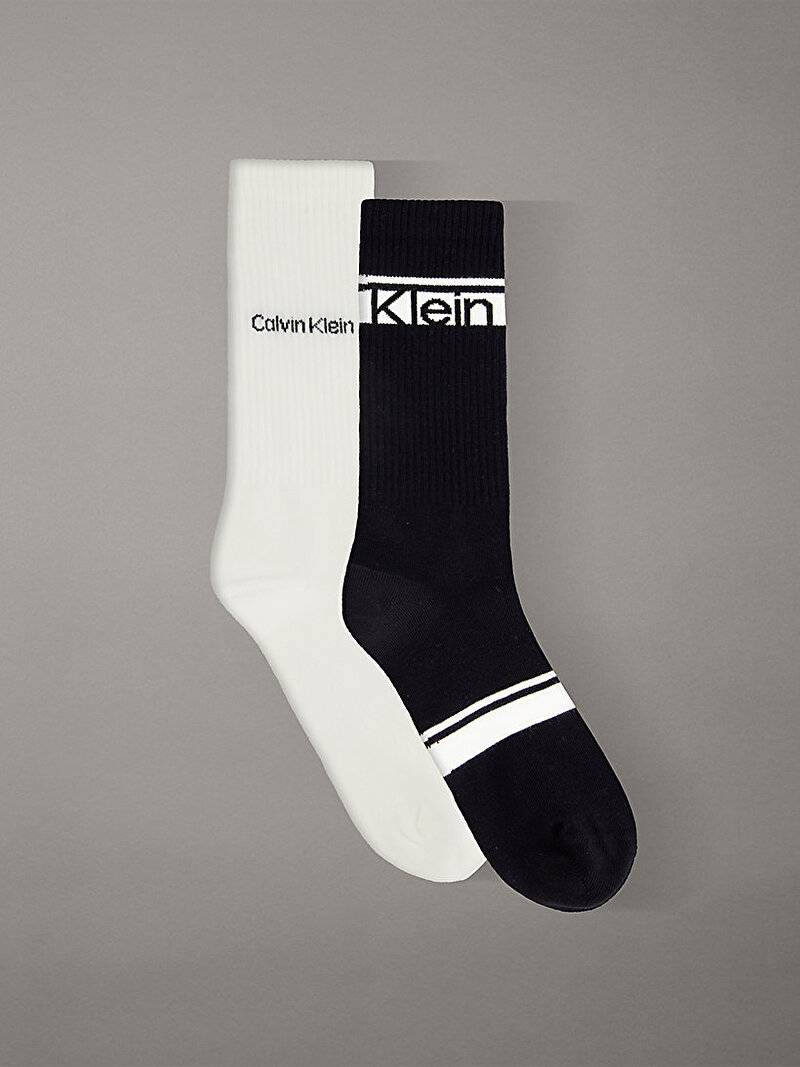 Calvin Klein Siyah Renkli Erkek CK 2'li Paket Logo Çorap